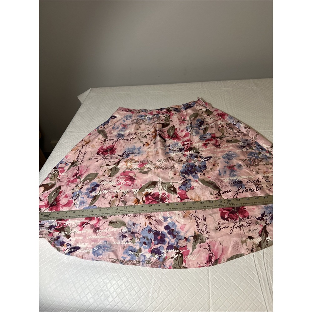 Maggie Sweet Skirt Vintage Pink Floral Pattern Elastic Waist Womens Petite Large - Picture 9 of 15